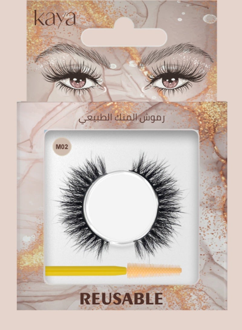 kaya Black Eyelash Glue with Natural Mink Three Dimensional Lashes Style No. 2 Set - Image 3