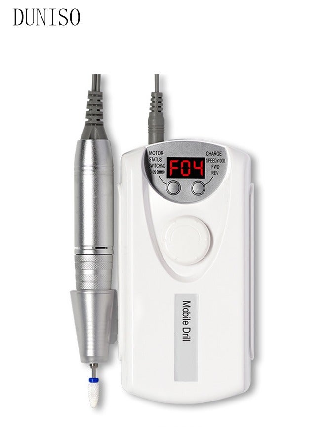 DUNISO Nail Drill With Display, Acrylic Electric Nail File, Gel Nails, Manicure, Home And Salon Grinding And Polishing Portable Nail Drill, White - Image 2