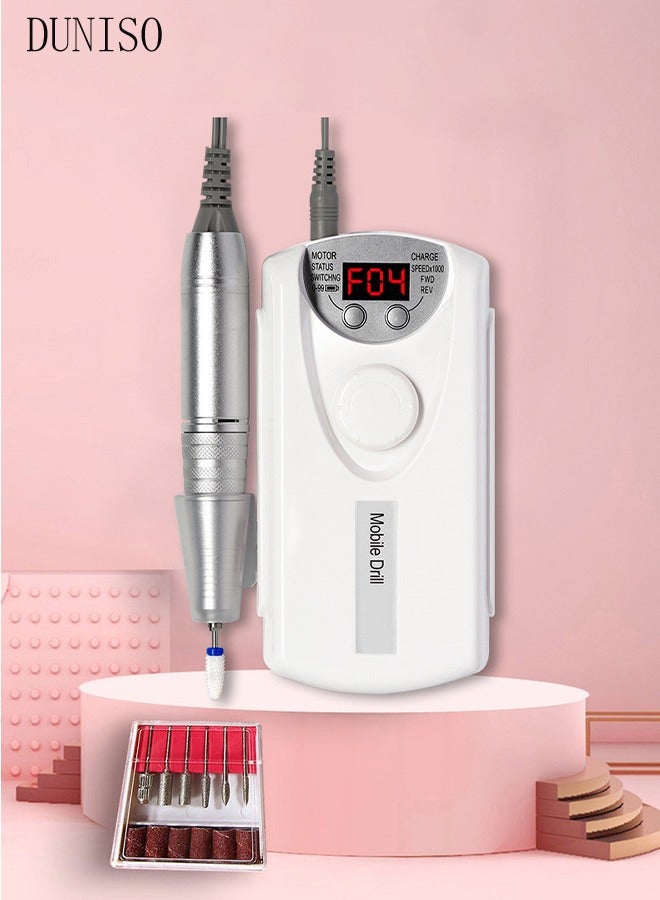 DUNISO Nail Drill With Display, Acrylic Electric Nail File, Gel Nails, Manicure, Home And Salon Grinding And Polishing Portable Nail Drill, White - Image 1