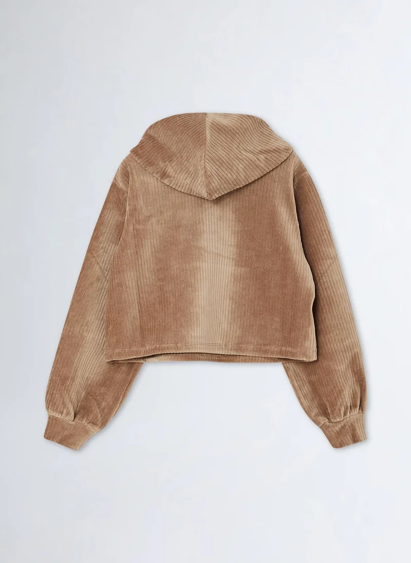 ليو جو Velvet Sweatshirt with Brooch