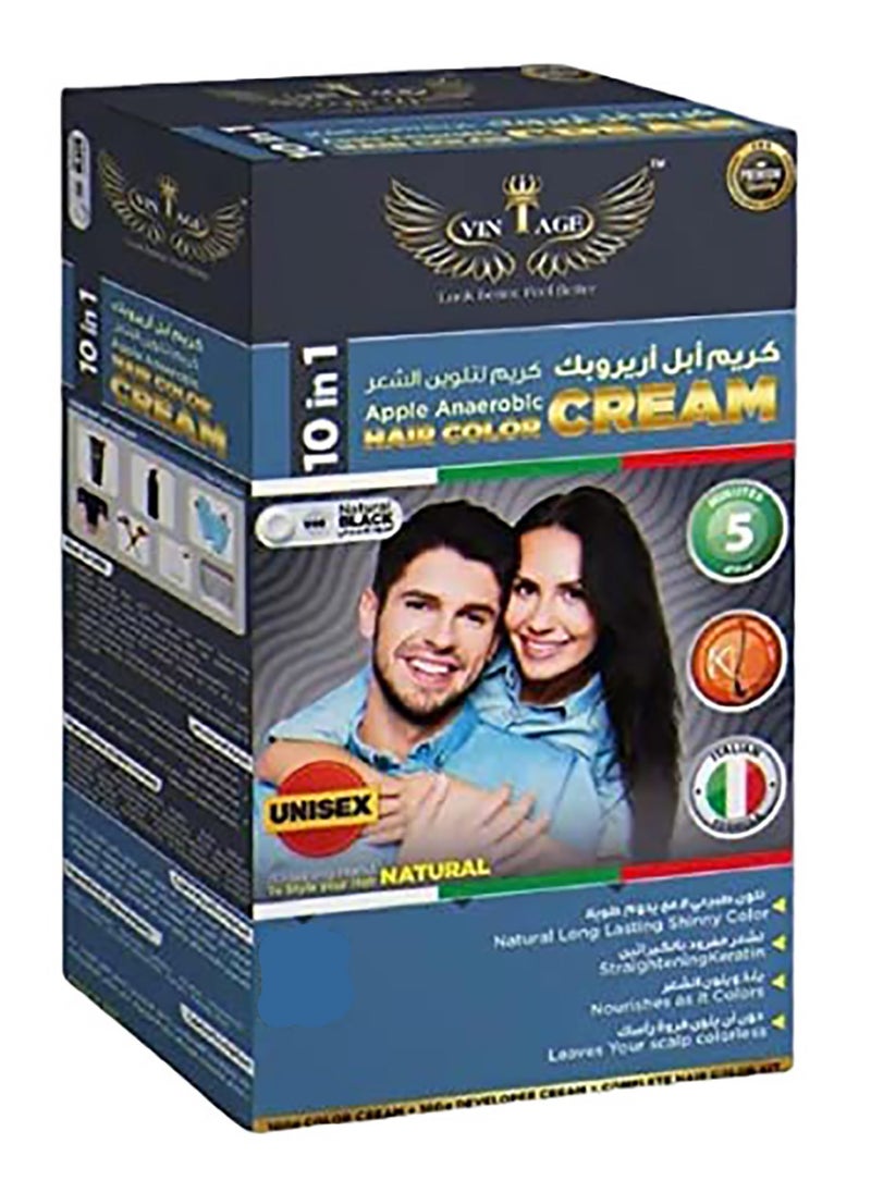 Vintage Vintage Apple Anaerobic Black Hair Color Cream | 100% Organic | Permanent Natural Black Dye | Vegan & Allergy-Free | Pack of 2 (2 x 100ml)  - Image 2