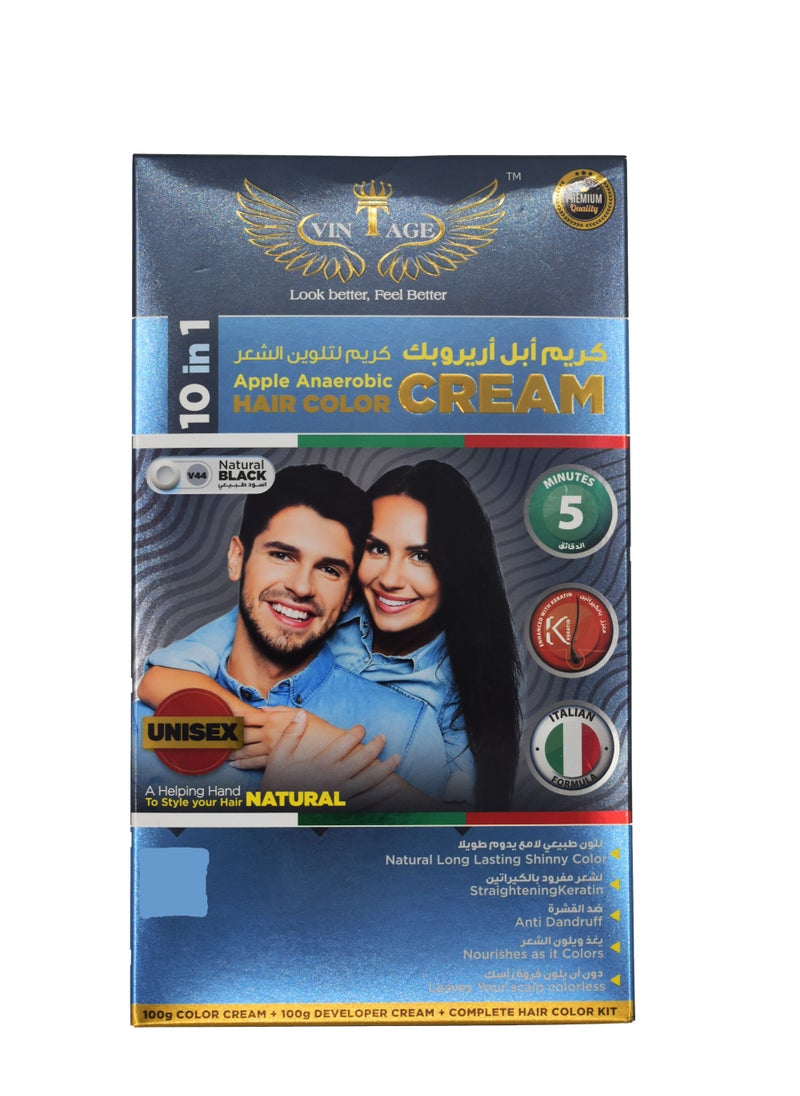 Vintage Vintage Apple Anaerobic Black Hair Color Cream | 100% Organic | Permanent Natural Black Dye | Vegan & Allergy-Free | Pack of 2 (2 x 100ml)  - Image 3