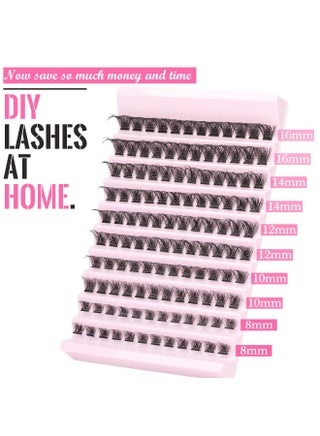 120pcs Lash Clusters Kit Wispy Individual Lashes Extensions Natural Look Lashes D Curl Fluffy Cluster Lashes DIY Eyelash Extension, Black, 8mm-16mm Comfortable Wear, Reusable - view 3