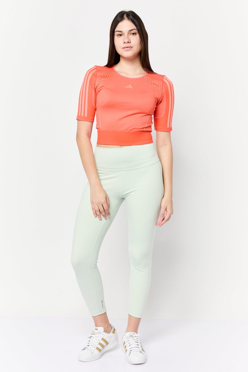Adidas Women Sportswear Fit Short Sleeves Training T-Shirt, Red - Image 2