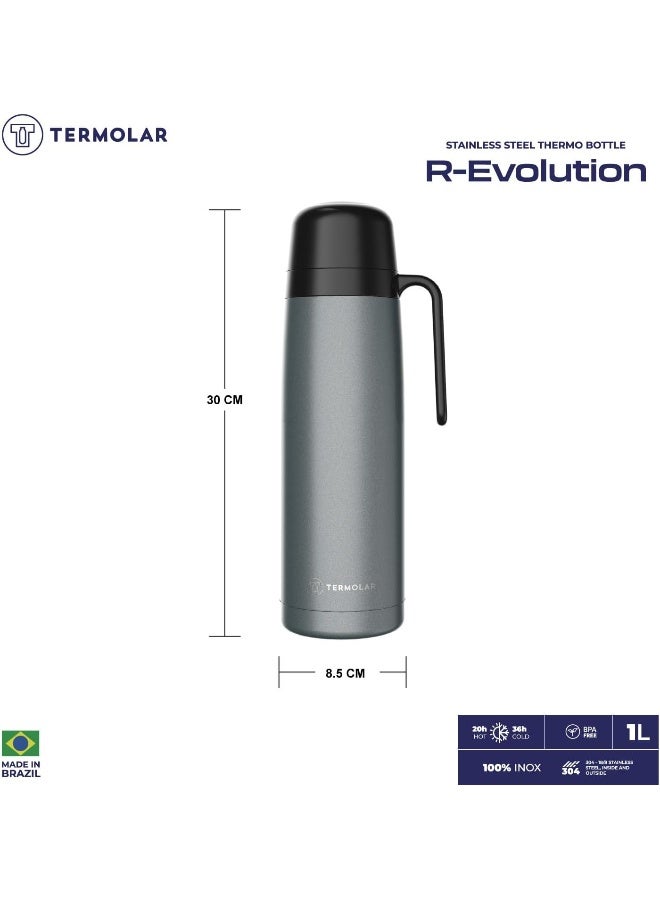 Termolar Termolar Stainless Steel R-Eolution Grey Vacuum Insulated Bottle, Portable Bottle, Indoor and Outdoor Use 1 Ltr  - Image 3