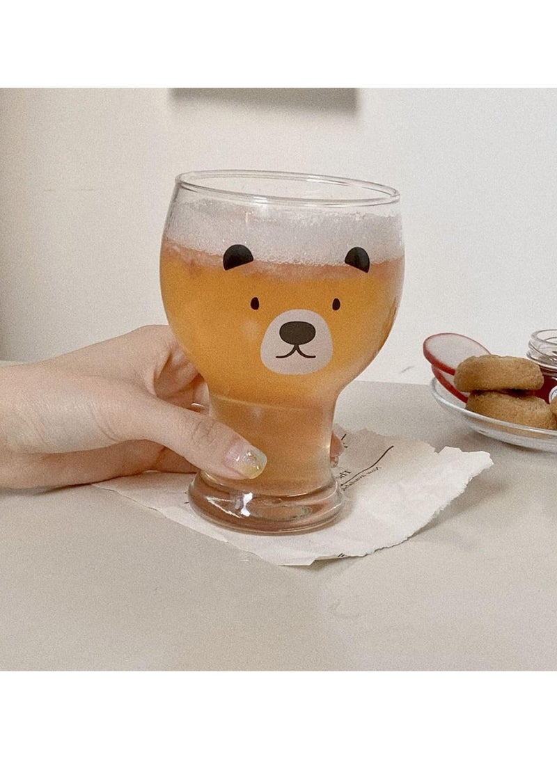 GGOOT Glass Bear Cup Cute Coffee Mugs Bear Tea Cup Glass Milk Cup Mugs Drinking Juice Cup Water Glasses Mojito Glass Cups for Office and Personal Birthday - Image 2