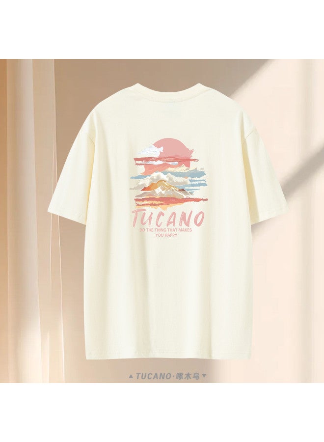 Tucano summer Short-sleeve T-shirt - Breathable, Casual, Versatile Couple's Round Neck Printed Tee - Image 3