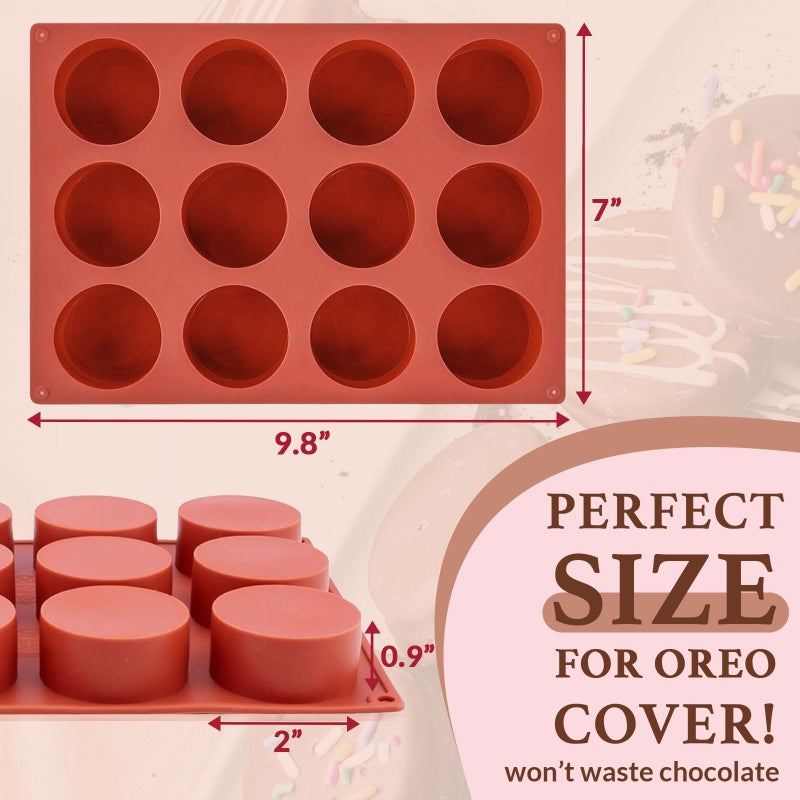 HKNMTT Round Silicone Molds 3 PCS, 12-Cavity 2.1" Round Cylinder Chocolate Covered Cookie Mold, Food Grade Non-Stick Baking Moulds for Candy Handmade Soap Pudding Jello Mini Cake Jelly Brownie - Image 4