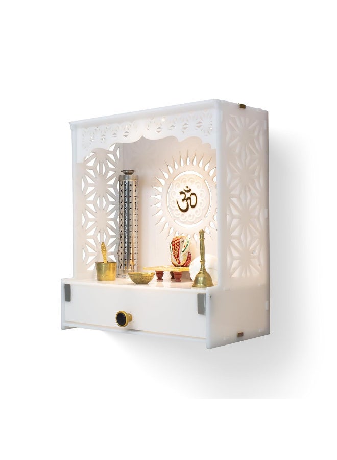 Heartily Acrylic Shree Beauti Pooja Stand Mandir for Home Temple for Home and Office Puja Mandir for Home and Office Wall with LED Spot Light Product (H- 18, L- 16, W-8.75 Inch) - Image 1