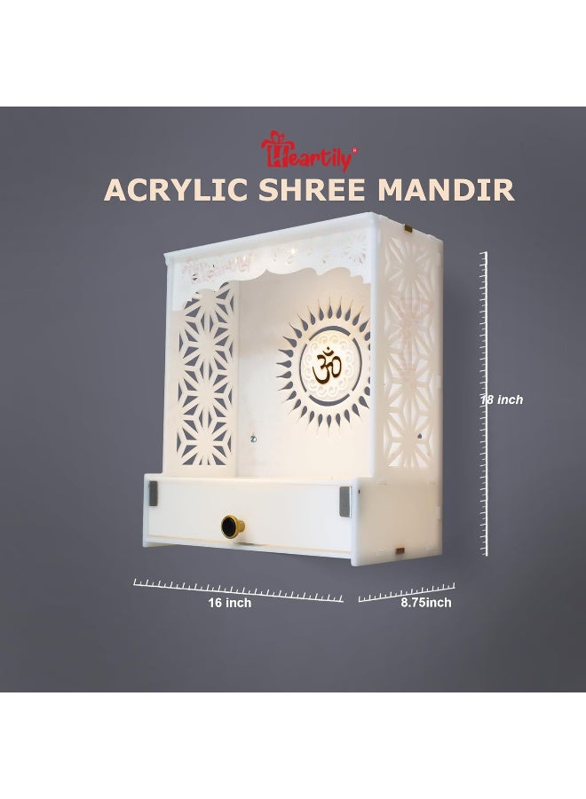 Heartily Acrylic Shree Beauti Pooja Stand Mandir for Home Temple for Home and Office Puja Mandir for Home and Office Wall with LED Spot Light Product (H- 18, L- 16, W-8.75 Inch) - Image 2