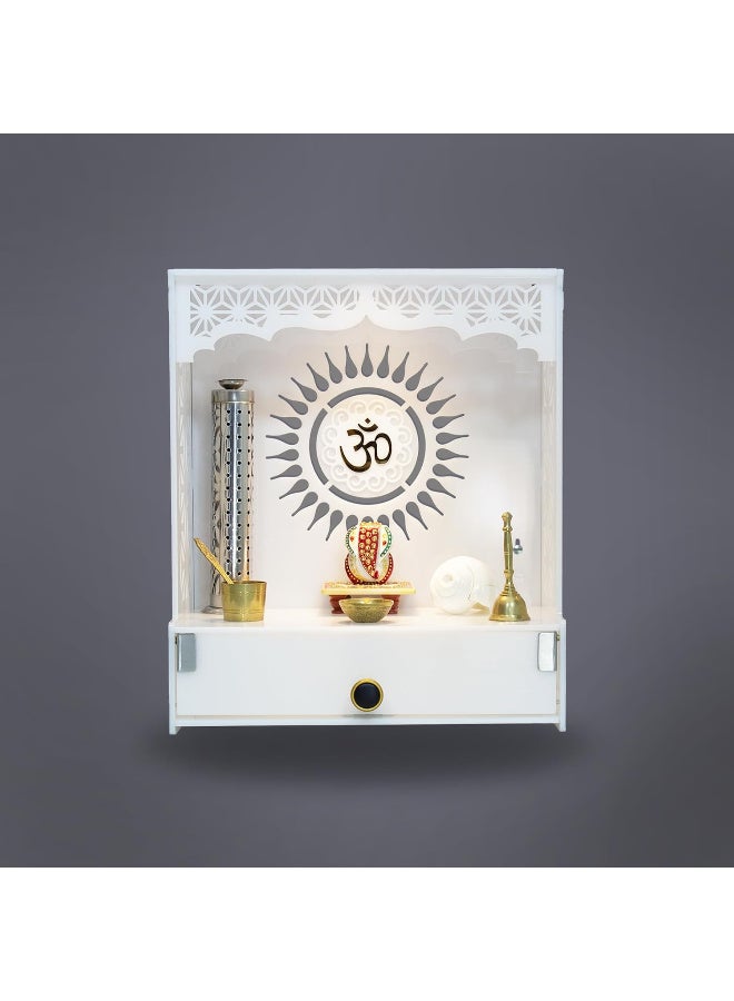 Heartily Acrylic Shree Beauti Pooja Stand Mandir for Home Temple for Home and Office Puja Mandir for Home and Office Wall with LED Spot Light Product (H- 18, L- 16, W-8.75 Inch) - Image 3