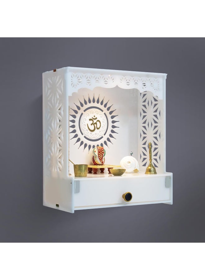 Heartily Acrylic Shree Beauti Pooja Stand Mandir for Home Temple for Home and Office Puja Mandir for Home and Office Wall with LED Spot Light Product (H- 18, L- 16, W-8.75 Inch) - Image 4