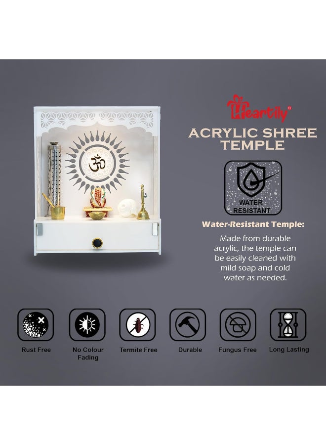 Heartily Acrylic Shree Beauti Pooja Stand Mandir for Home Temple for Home and Office Puja Mandir for Home and Office Wall with LED Spot Light Product (H- 18, L- 16, W-8.75 Inch) - Image 5
