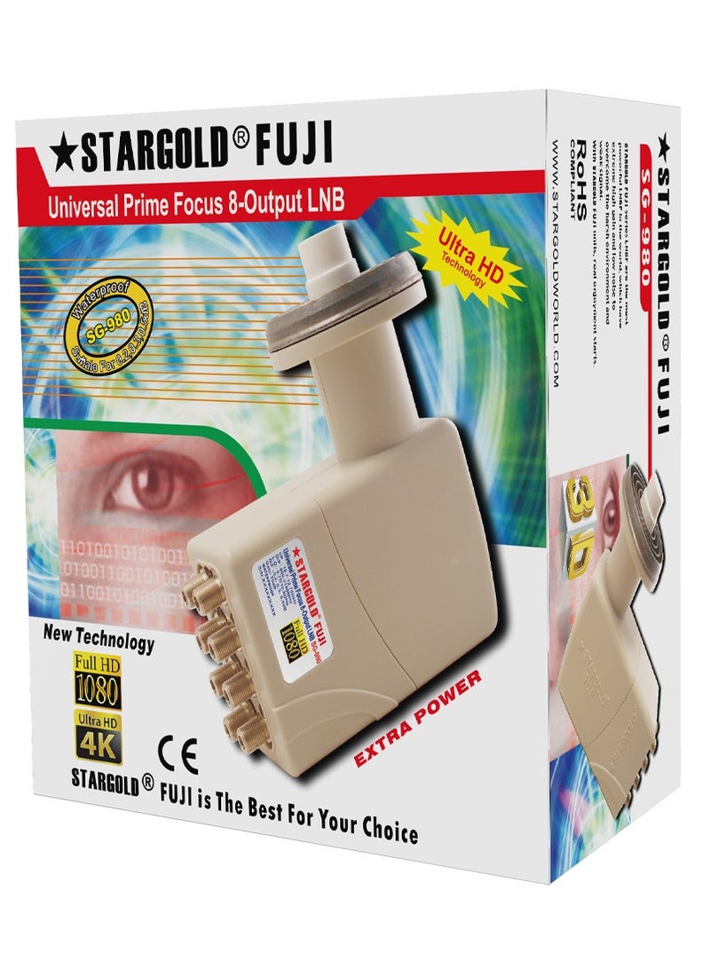 Stargold Fuji Universal Prime Focus 8 Output LNB Full HD 1080 Ultra HD 4K High Quality Digital Reception  - Image 2
