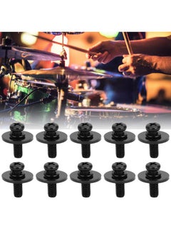 Thoraya 10Pcs Drum Kit Screw Black Metal Replacement Kits Musical Instrument AccessoriesBlack  - Image 5