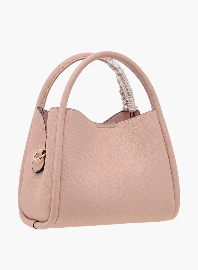 Paprika Solid Tote Bag with Adjustable Strap and Scarf Accent