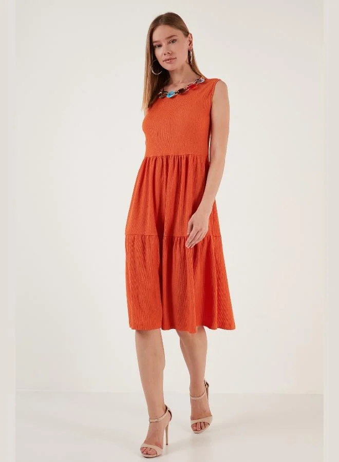 Lela Lela Necklace Detail Relaxed Fit Sleeveless Midi Dress Women's Dress 5865099