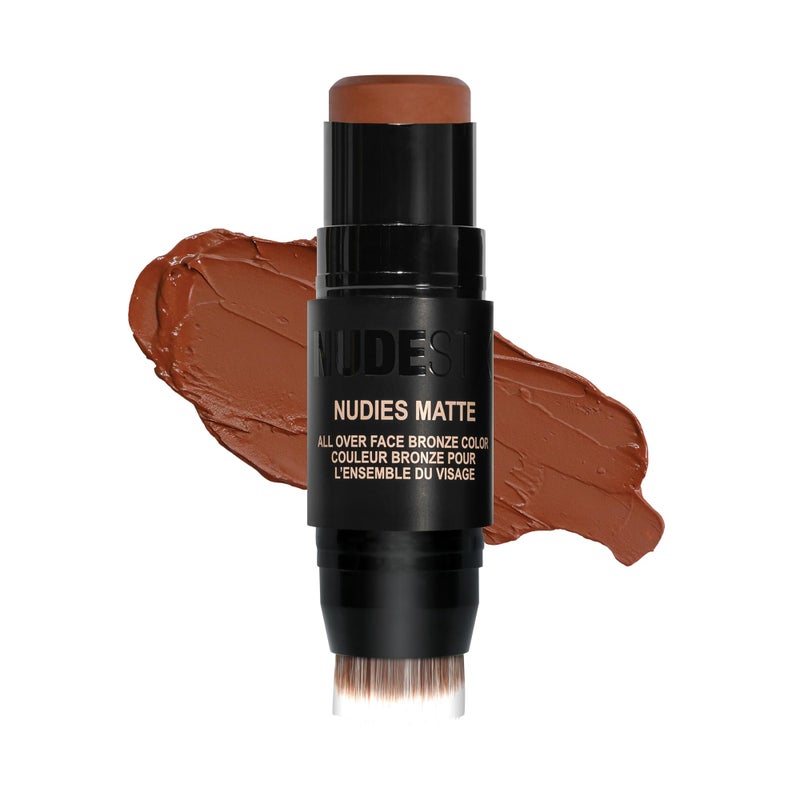 Nudestix Nudies Bronze All Over Matte Bronzing Stick â€“ 3-in-1 Cream Bronzer for Cheeks, Eyes & Lips with Built-In Brush | Natural Contour & Sun-Kissed Glow | Vegan, Long-Wear Makeup (Deep Maple Eh) - Image 1