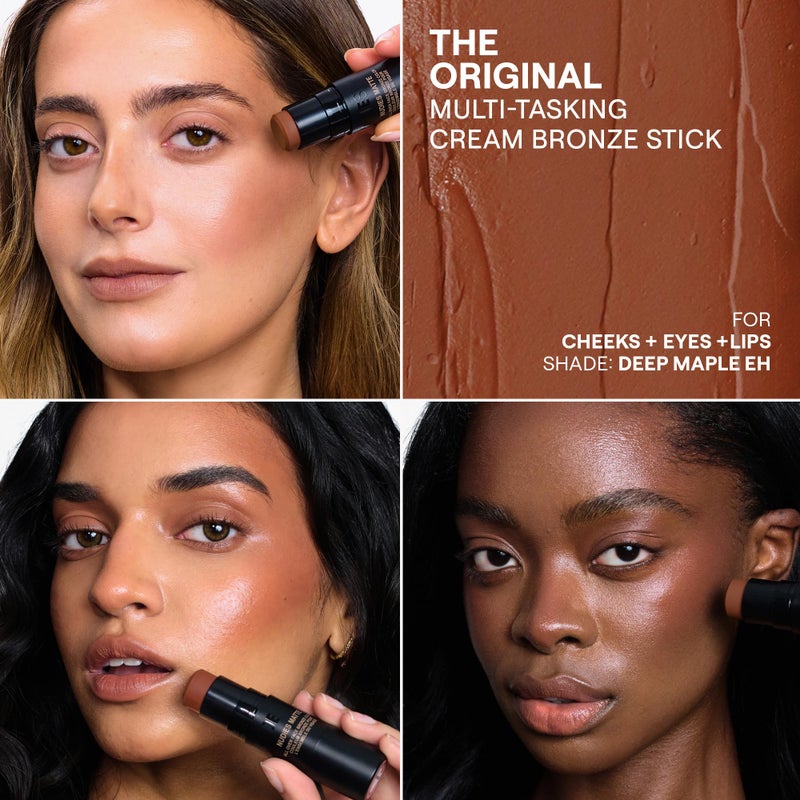 Nudestix Nudies Bronze All Over Matte Bronzing Stick â€“ 3-in-1 Cream Bronzer for Cheeks, Eyes & Lips with Built-In Brush | Natural Contour & Sun-Kissed Glow | Vegan, Long-Wear Makeup (Deep Maple Eh) - Image 2