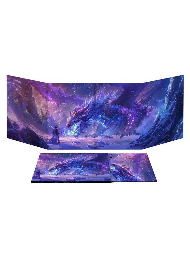 CZYY - Dm Screen 4-Panel Cardboard Game Master Screen With Erasable & Clear Pockets, Polar Enchantment Artwork Game Master Shield Tool For Dungeon Master And Rpg Player (Style C) - Image 1
