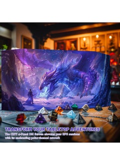 CZYY Dm Screen 4-Panel Cardboard Game Master Screen With Erasable & Clear Pockets, Polar Enchantment Artwork Game Master Shield Tool For Dungeon Master And Rpg Player (Style C)  - Image 2