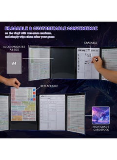 CZYY Dm Screen 4-Panel Cardboard Game Master Screen With Erasable & Clear Pockets, Polar Enchantment Artwork Game Master Shield Tool For Dungeon Master And Rpg Player (Style C)  - Image 3