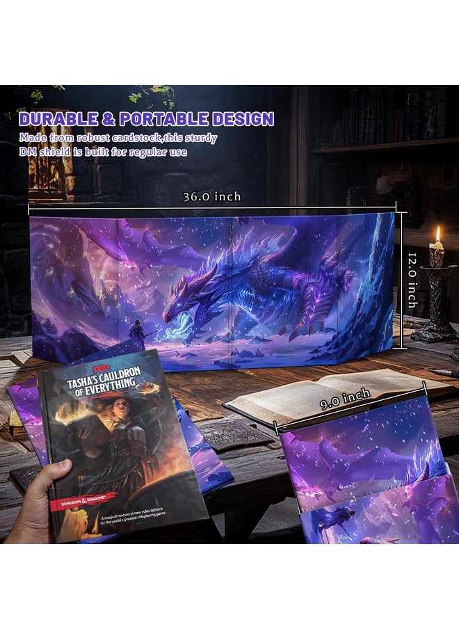 CZYY - Dm Screen 4-Panel Cardboard Game Master Screen With Erasable & Clear Pockets, Polar Enchantment Artwork Game Master Shield Tool For Dungeon Master And Rpg Player (Style C) - Image 1