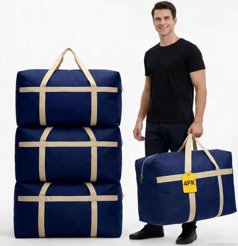 HEZEFAFA 4Pack Home Organization Storage Bags For Clothes,Big Volume Moving Bags For Comforters,Bedding, Pillows and Blanket, Storage bags with Strongh Zippers for Space Saving, Light Weight and Reusable - Image 1