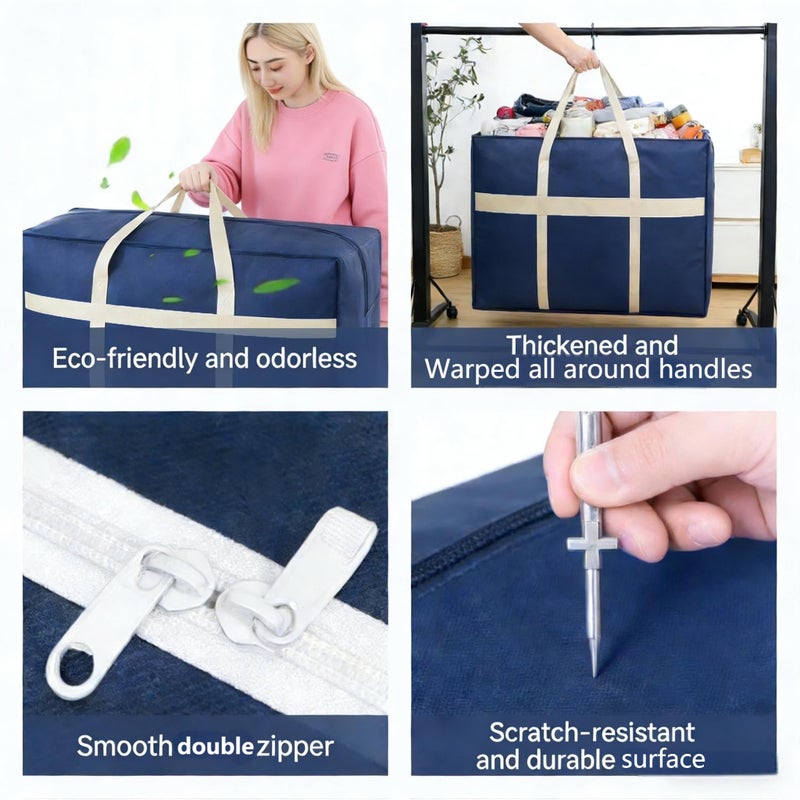 HEZEFAFA 4Pack Home Organization Storage Bags For Clothes,Big Volume Moving Bags For Comforters,Bedding, Pillows and Blanket, Storage bags with Strongh Zippers for Space Saving, Light Weight and Reusable - Image 3