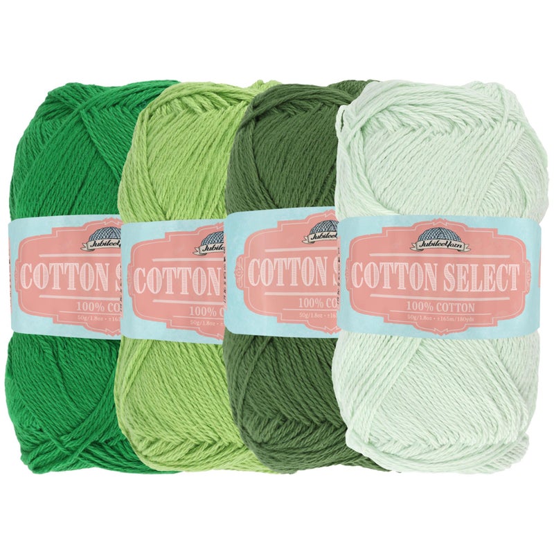 BambooMN JubileeYarn Cotton Select Yarn  50gSkein Sport Weight  Shades of Green  4 Skeins