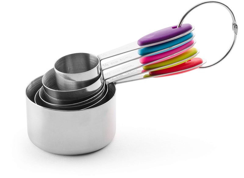 Bellemain Stainless Steel Measuring Cups Set of 5 â€“ Nesting Metal Measuring Cups for Kitchen â€“ Dry & Liquid Measurements (ML & OZ), Dishwasher Safe, Ergonomic Design with Colored Handles - Image 4