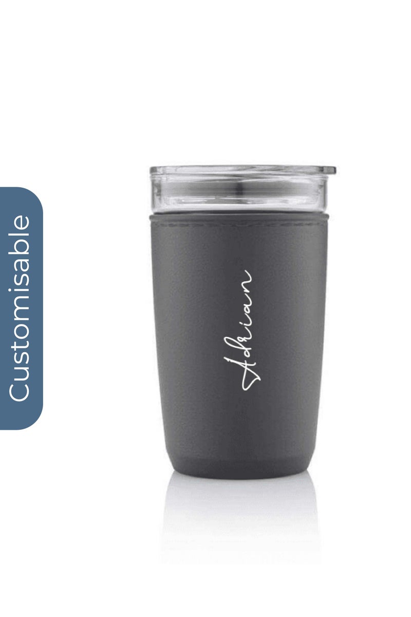 Hans Larsen Personalised Premium Glass Tumbler with Recycled Protective Sleeve - Black - Image 1