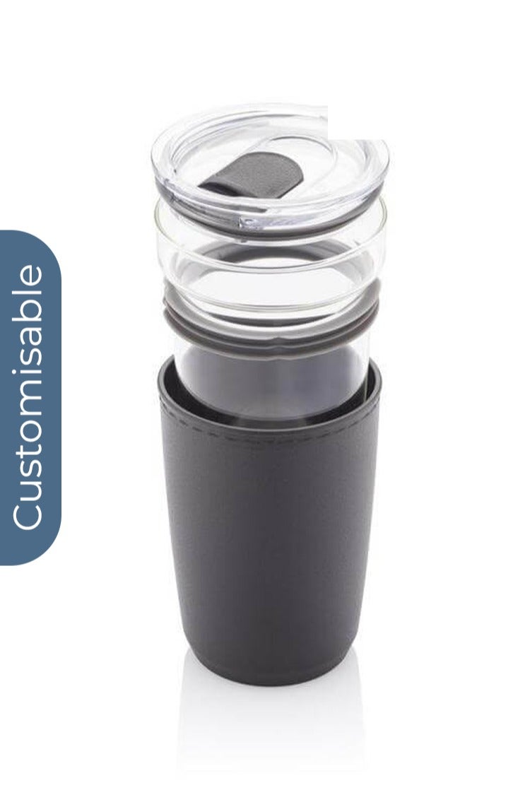 Hans Larsen Personalised Premium Glass Tumbler with Recycled Protective Sleeve - Black - Image 3