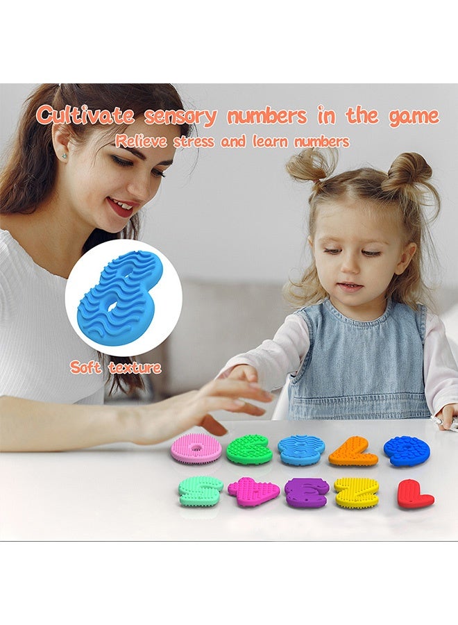 Quantum 10 Pcs Sensory Number Toys for Toddlers - Montessori Math Toys - Textured Stress Relief Number Toys for Toddlers 3-6 Educational Counting Toys for Preschool Stress Relief for Kids with ADHD Autism - Image 3