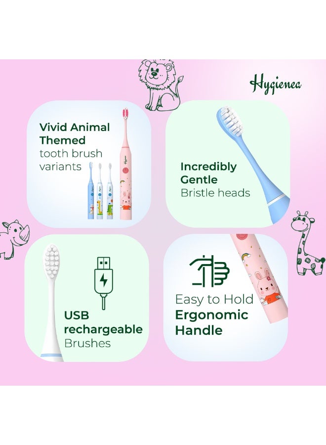 Hygienea Kids Electric Toothbrush, 4+ Years Kids, Rechargeable, with set of 2 Brush heads, Aqua Puppy - White - Image 3