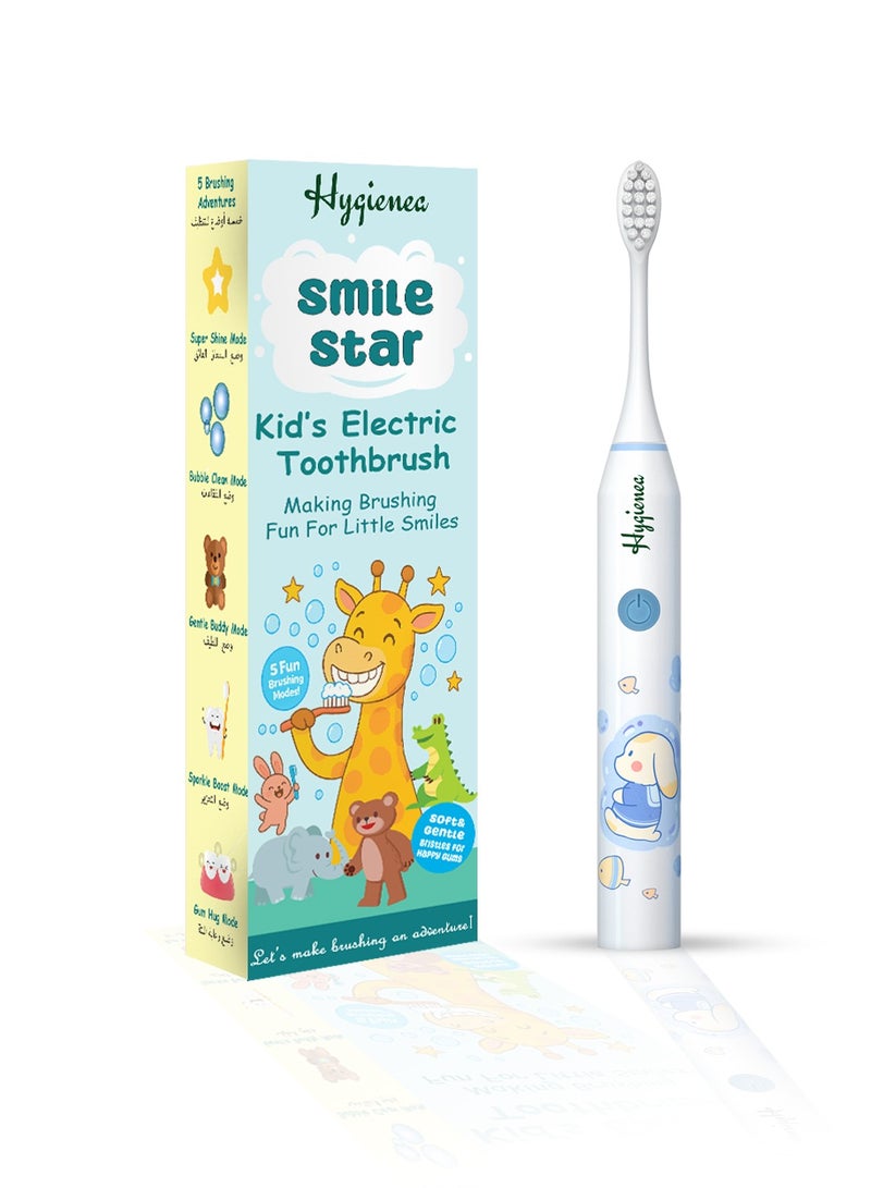 Hygienea Kids Electric Toothbrush, 4+ Years Kids, Rechargeable, with set of 2 Brush heads, Aqua Puppy - White - Image 1