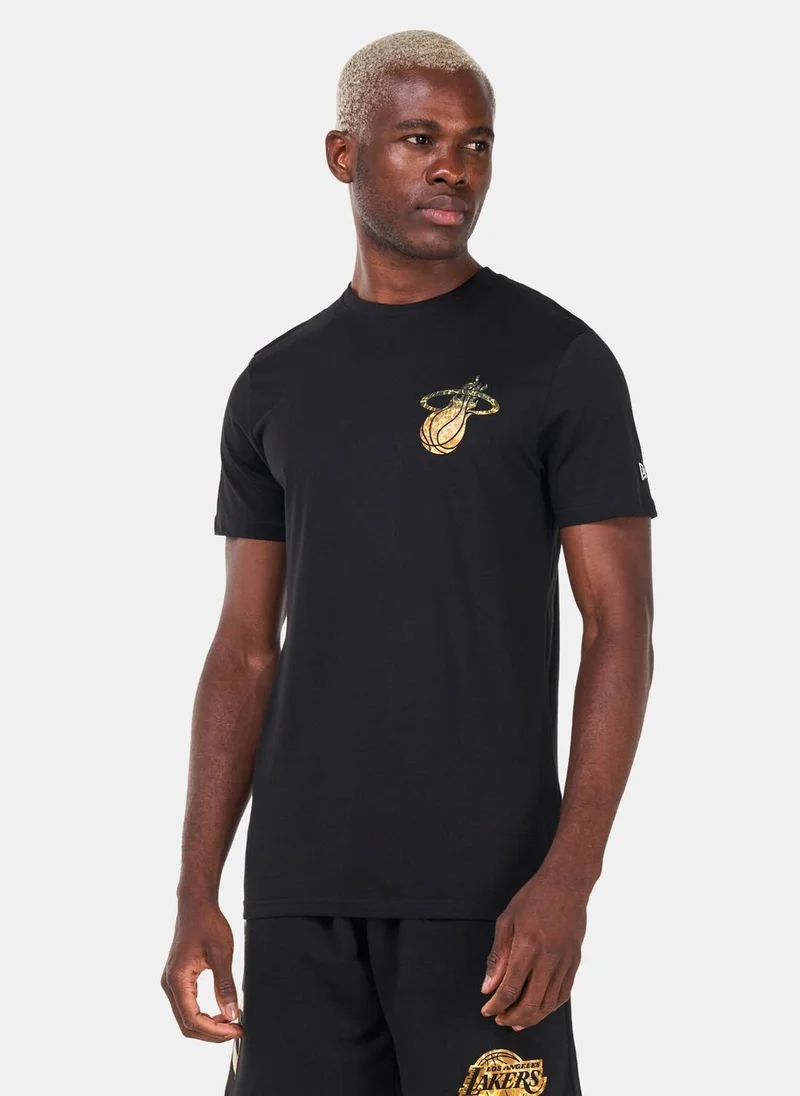 نيو ايرا Men's Miami Heat NBA Team Colour Water Print T-Shirt