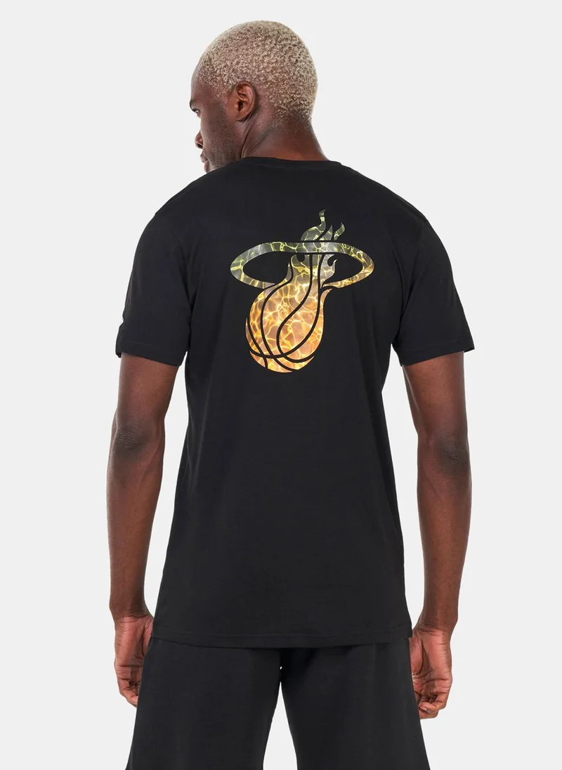 نيو ايرا Men's Miami Heat NBA Team Colour Water Print T-Shirt