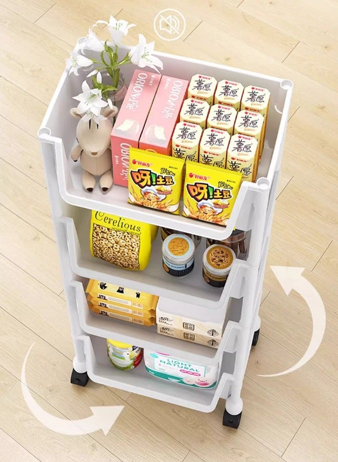 FLYROAD Three-Tier Trolley, U-shaped Opening Design Multifunctional Mobile Storage Shelves, Mobile bookshelf, Kitchen Bathroom Storage Trolley, 360 ° Silent Pulleys - Image 4