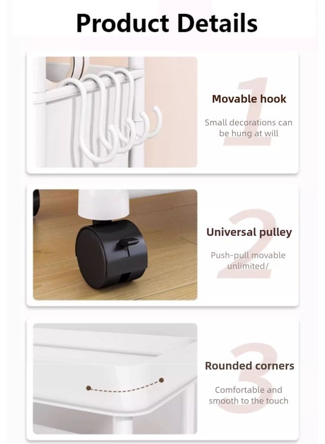 FLYROAD Three-Tier Trolley, U-shaped Opening Design Multifunctional Mobile Storage Shelves, Mobile bookshelf, Kitchen Bathroom Storage Trolley, 360 ° Silent Pulleys - Image 5