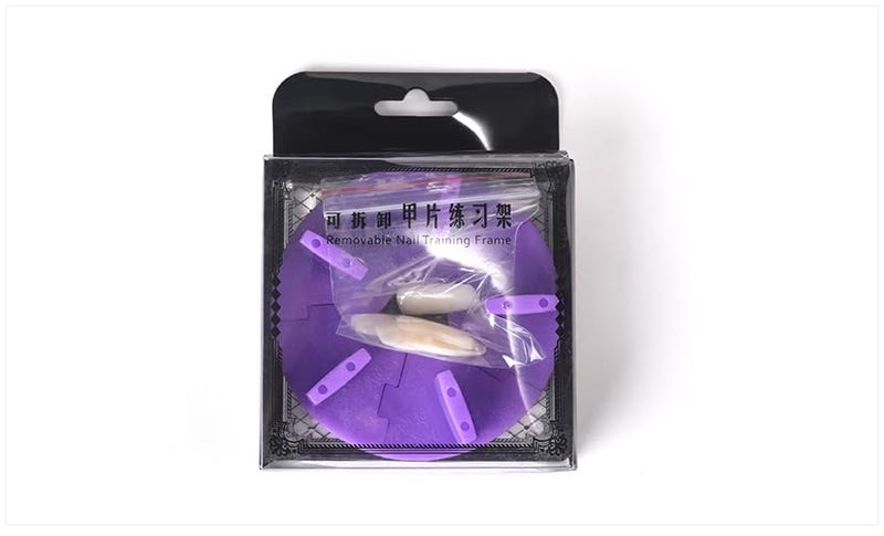 Rolabling Removable False Nail Art Tips Practice Display Stand Tool with Nail Tips Nail Training Frame for Gel Nail Polish DIY Nail Training Tools(milky white) - Image 4