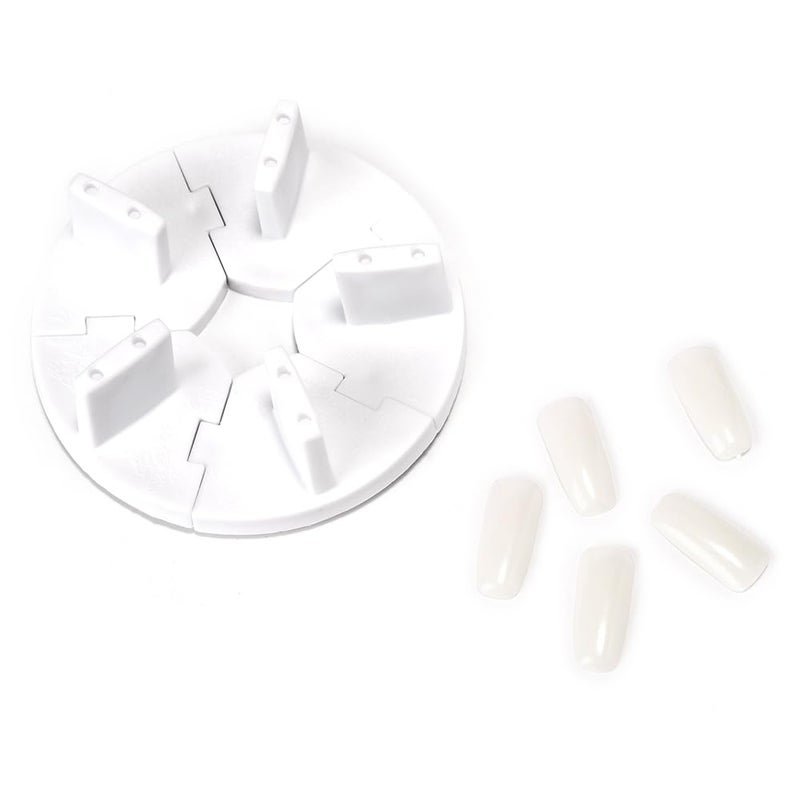Rolabling Removable False Nail Art Tips Practice Display Stand Tool with Nail Tips Nail Training Frame for Gel Nail Polish DIY Nail Training Tools(milky white) - Image 1