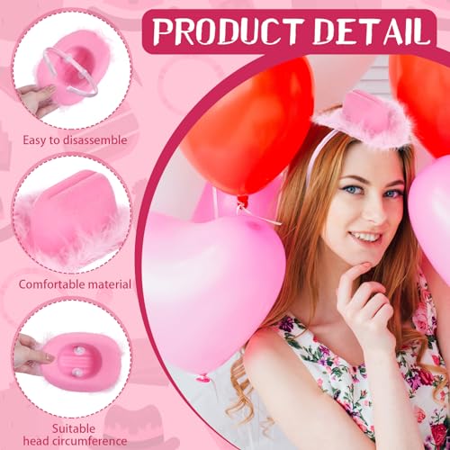 Cozypower Pink Cowgirl Hat Headband Mini Cowboy Hat Headband Cowgirl Women's Costume Headwear for Bachelorette Party Birthday (Feather Style) - Image 4