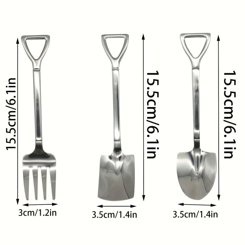 24 Pack 6.1 Inch Dessert Mini Spatula and Fork Set with 8 Spatulas 8 Spoons and 8 Forks Silvery - Image 3