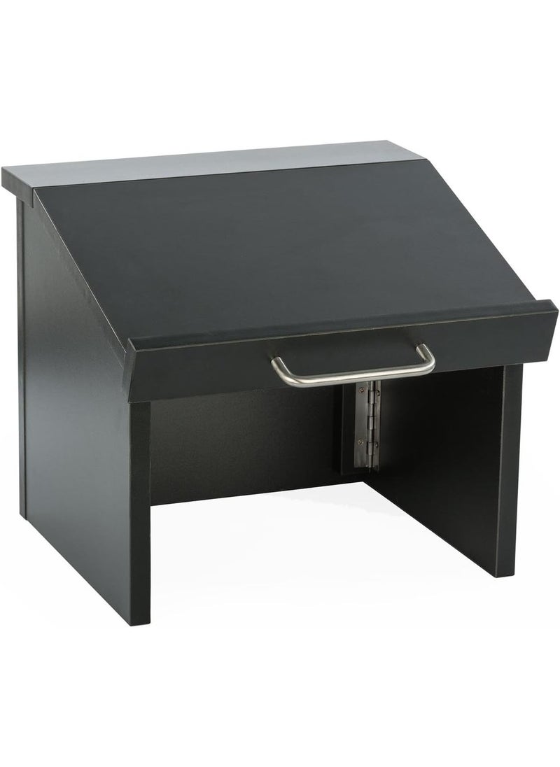 Displays2go 126H Tabletop Portable Podium Folding Angled Surface with Lip Hollow Storage Area Black  - Image 2