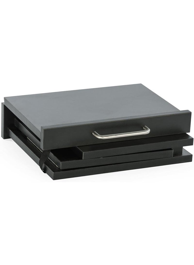 Displays2go 126H Tabletop Portable Podium Folding Angled Surface with Lip Hollow Storage Area Black  - Image 3
