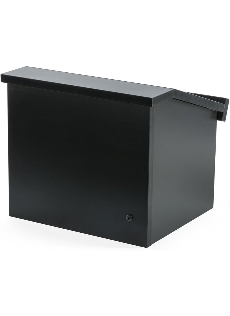 Displays2go 126H Tabletop Portable Podium Folding Angled Surface with Lip Hollow Storage Area Black  - Image 1