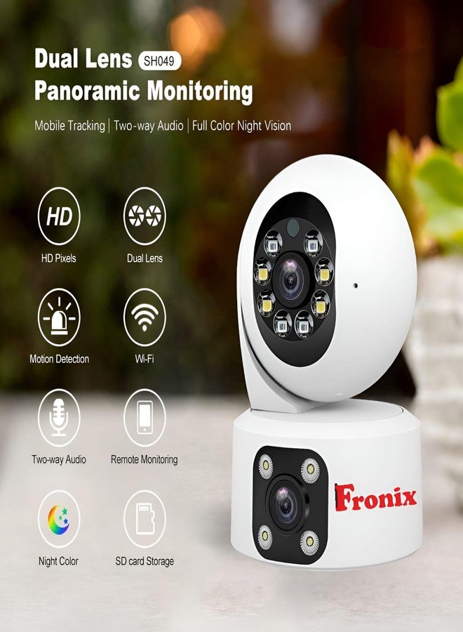 Fronix SH049 IP Camera 2 * 1080P(1920 * 1080) WiFi PTZ Indoor Camera for Wireless Security Camera System CCTV 2MP + 2MP Humanoid Tracking Smart Night Vision Dual Lens HD IP Camera (AU Plug) - Image 5