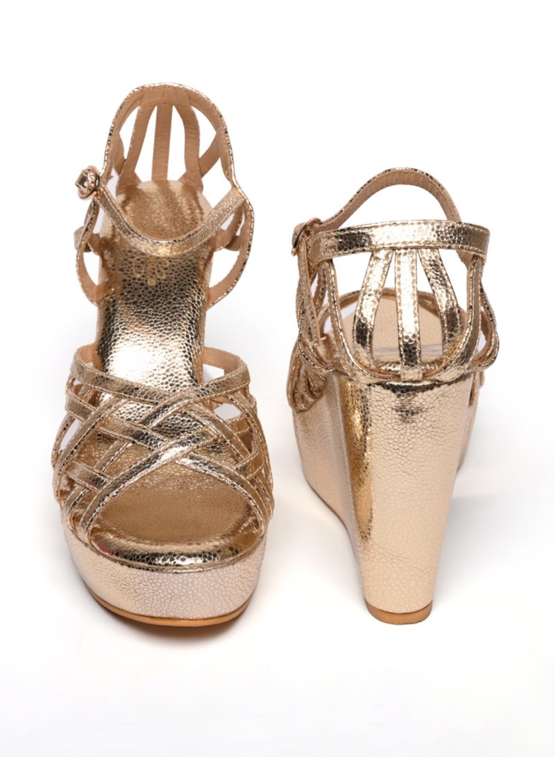 Sole House Golden Luxe Glitter Wedges: Dazzling Elegance for Every Occasion - perfect for parties, celebrations & special occasions.