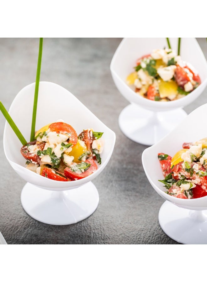 Restaurantware 1.5 Ounce Mini Dessert Cups, 100 Disposable Parfait Cups - Mimics The Look Of Ball Chairs, With Stem, White Plastic Dessert Bowls, Premium, Serve Appetizers or Snacks - Image 3